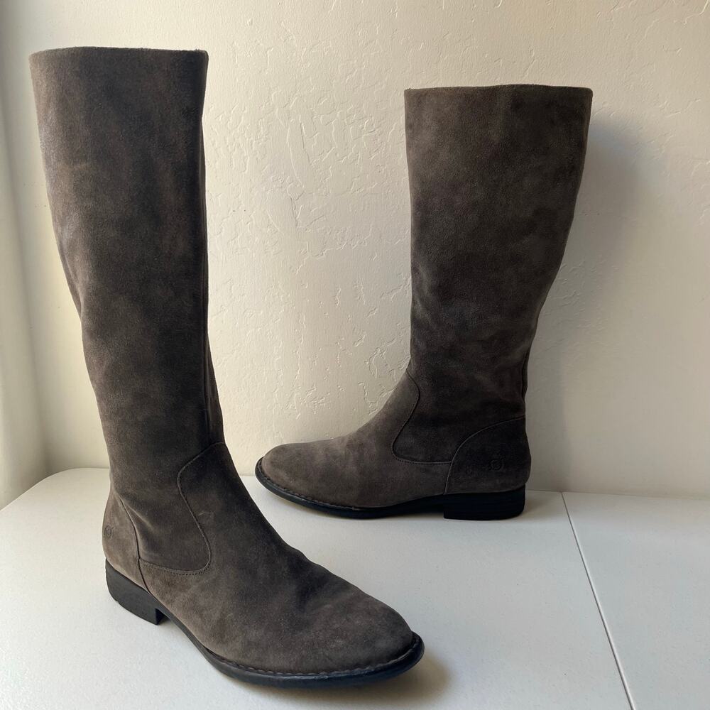 Born North Suede Tall Riding Boots Women's Size 11 Gray Zip-Up Equestrian F71042